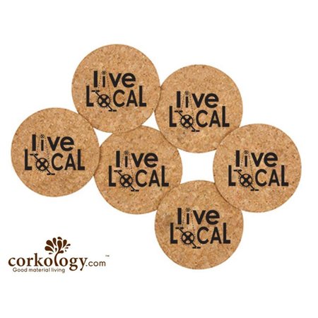 CORKOLOGY Live Local 1 Bike Chains Cork Coaster Set 389